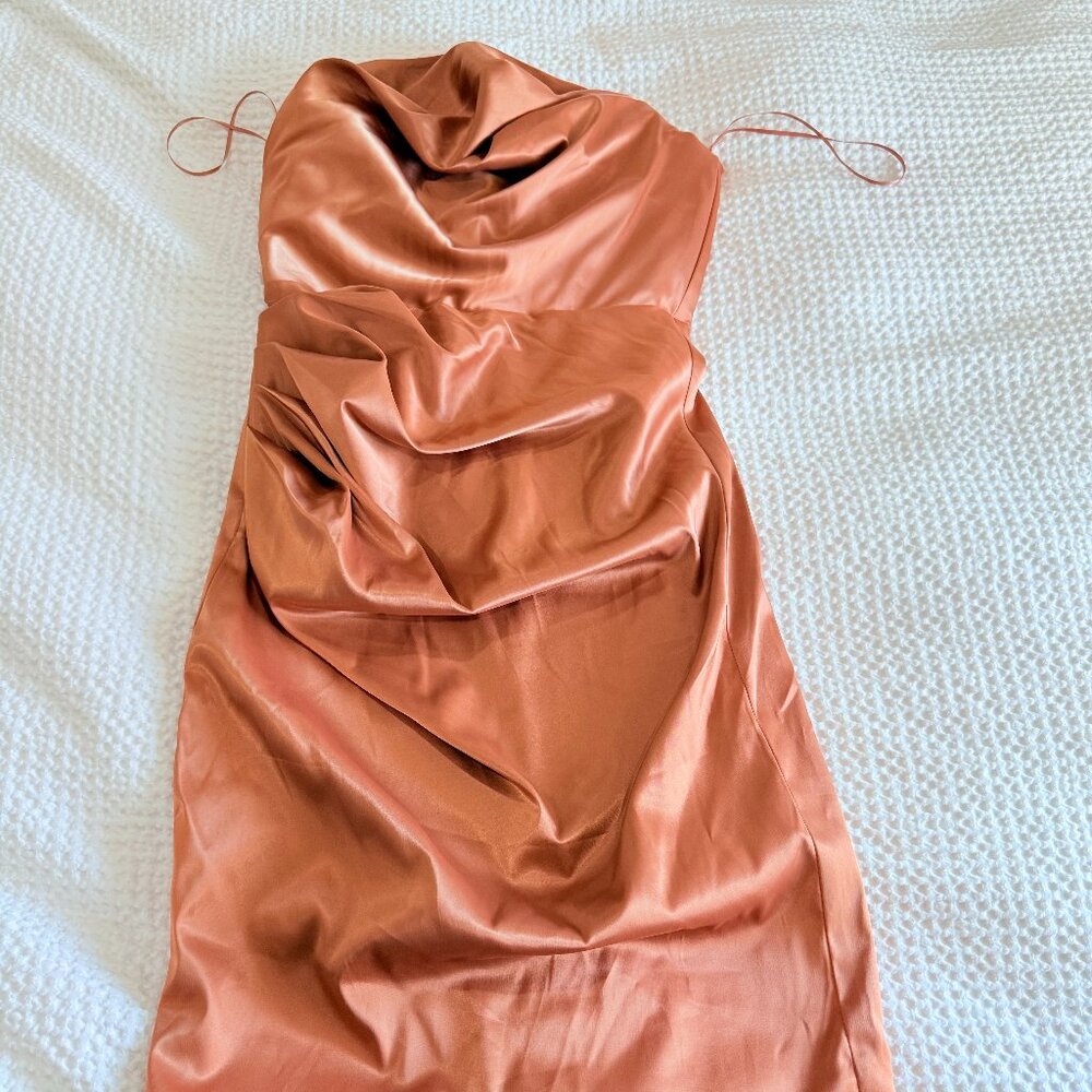 Fashion Nova Bronze Corset Top Short Dress - Size M